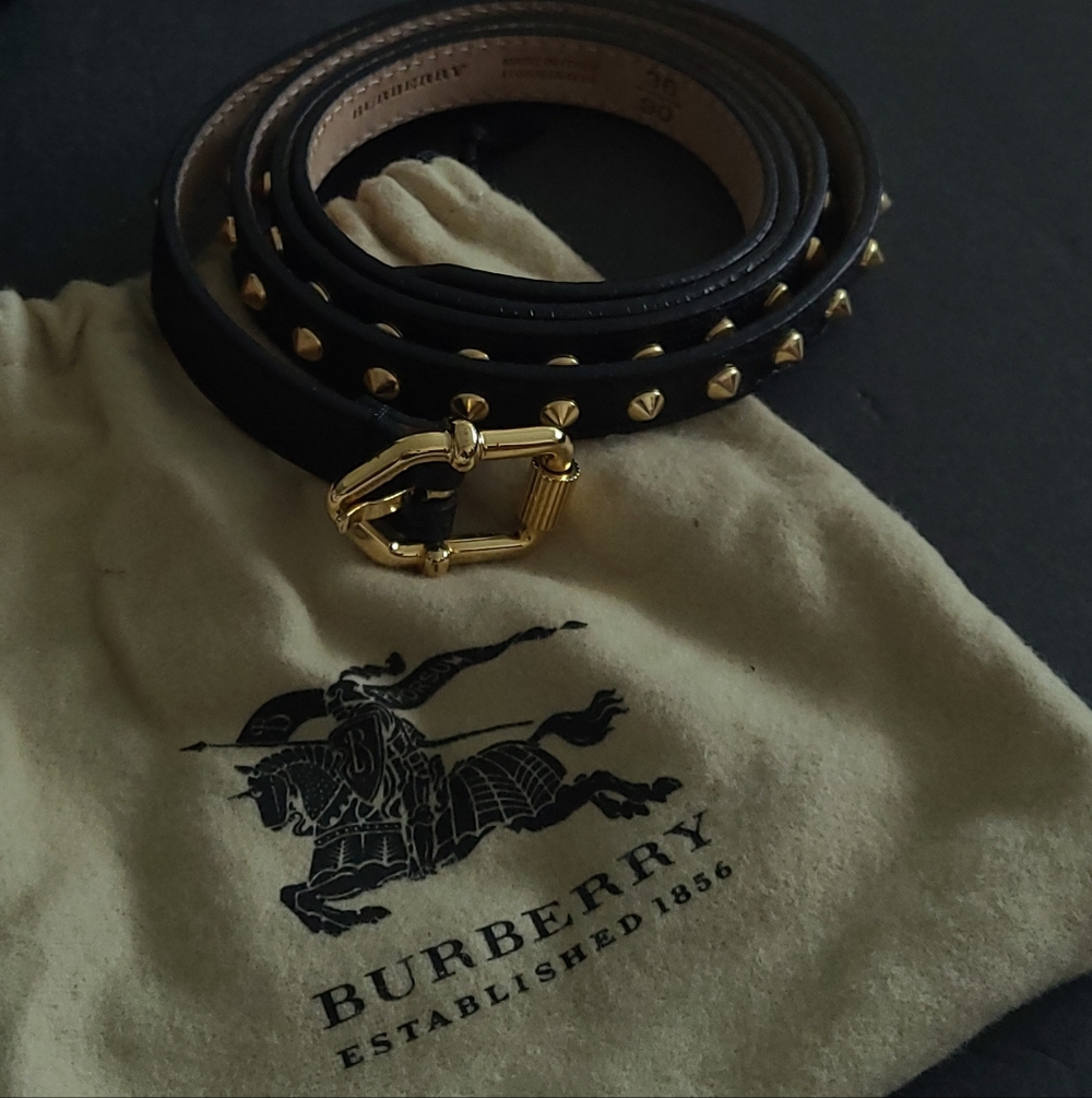 Black Studded Burberry Belt